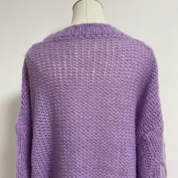Anagram Open-knit Mohair-blend Sweater In Purple - Picture 6 of 10